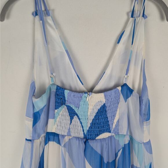 VICI Blue White Tiered Ruffle Maxi Dress Sz M Ethereal Resort Coastal Boho Beach - Picture 5 of 9